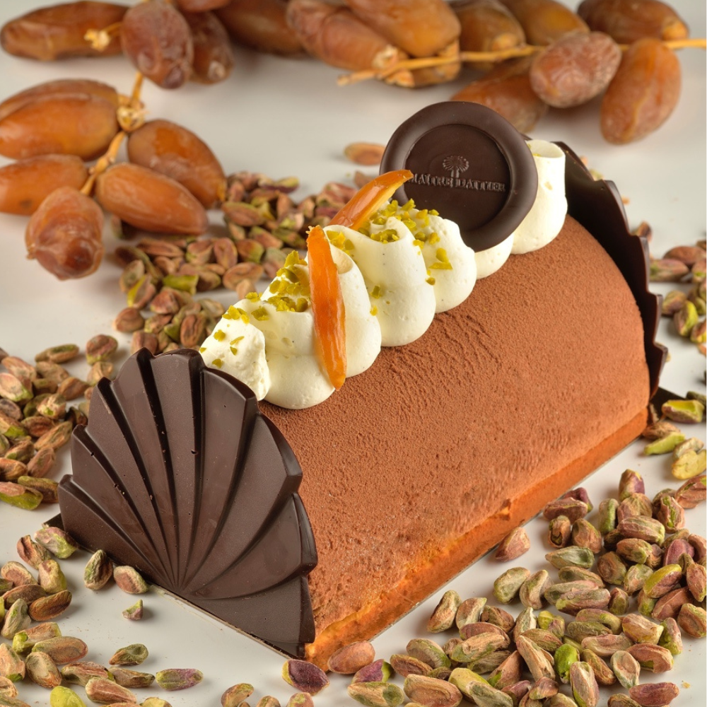 Bûche Signature Maître Dattier – Datte & Pistache