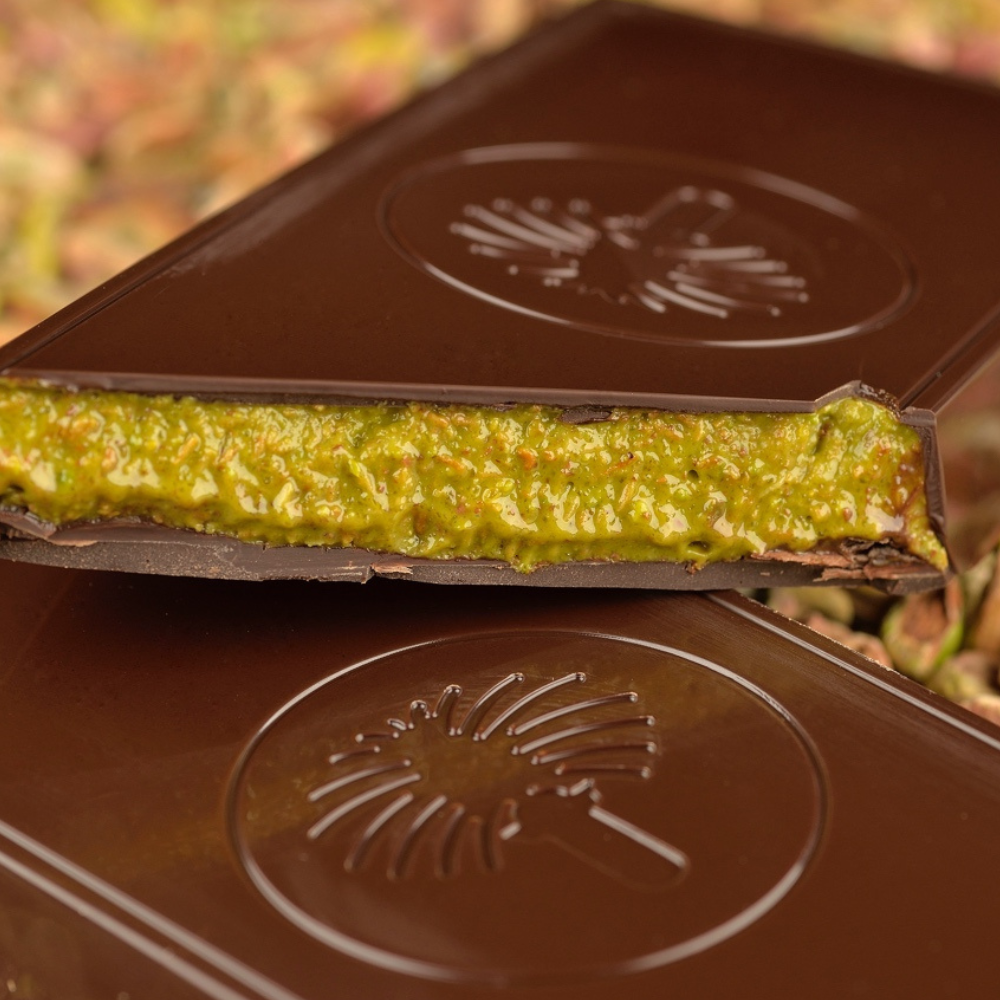 TABLETTE FOURRÉE CHOCOLAT NOIR PISTACHE