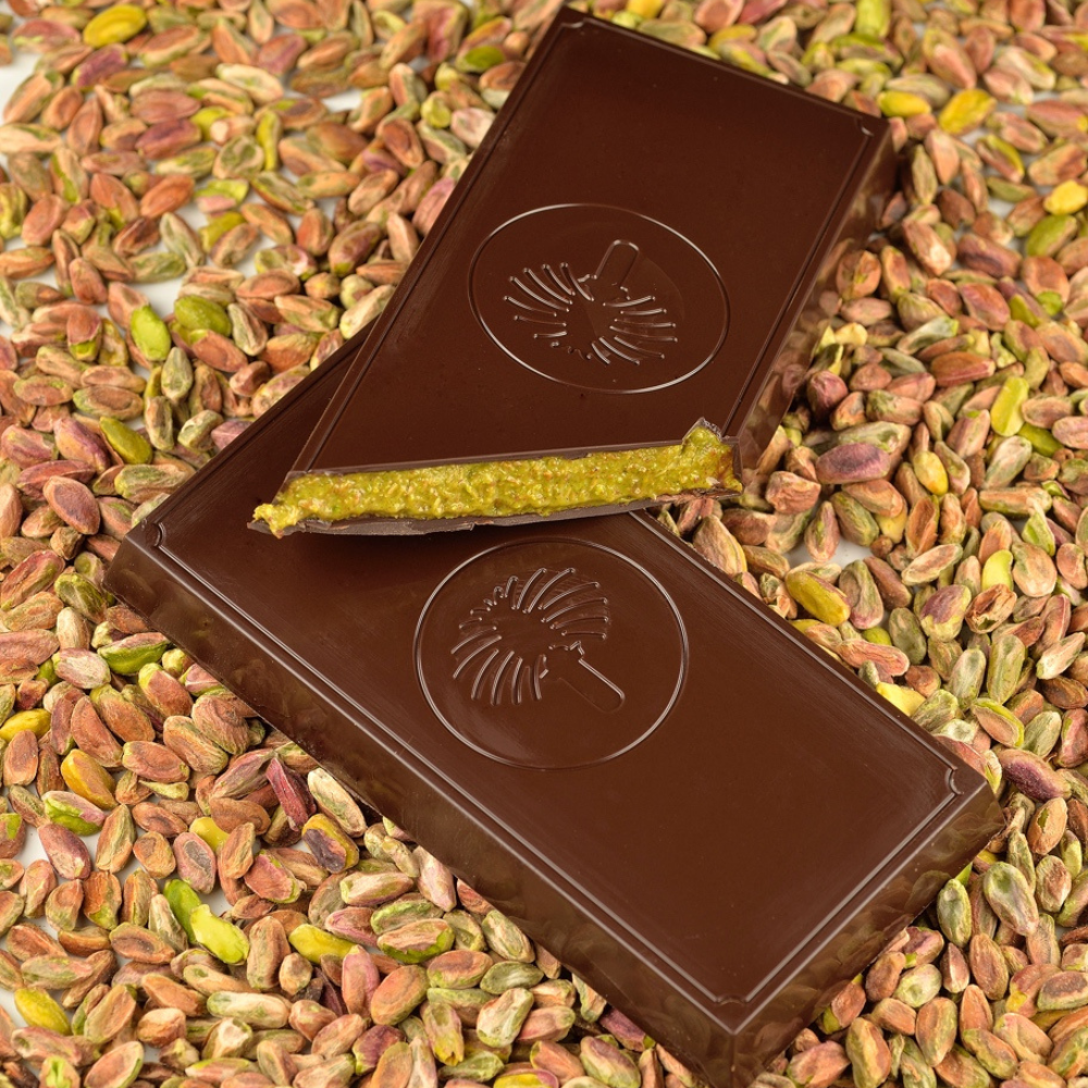 TABLETTE FOURRÉE CHOCOLAT NOIR PISTACHE