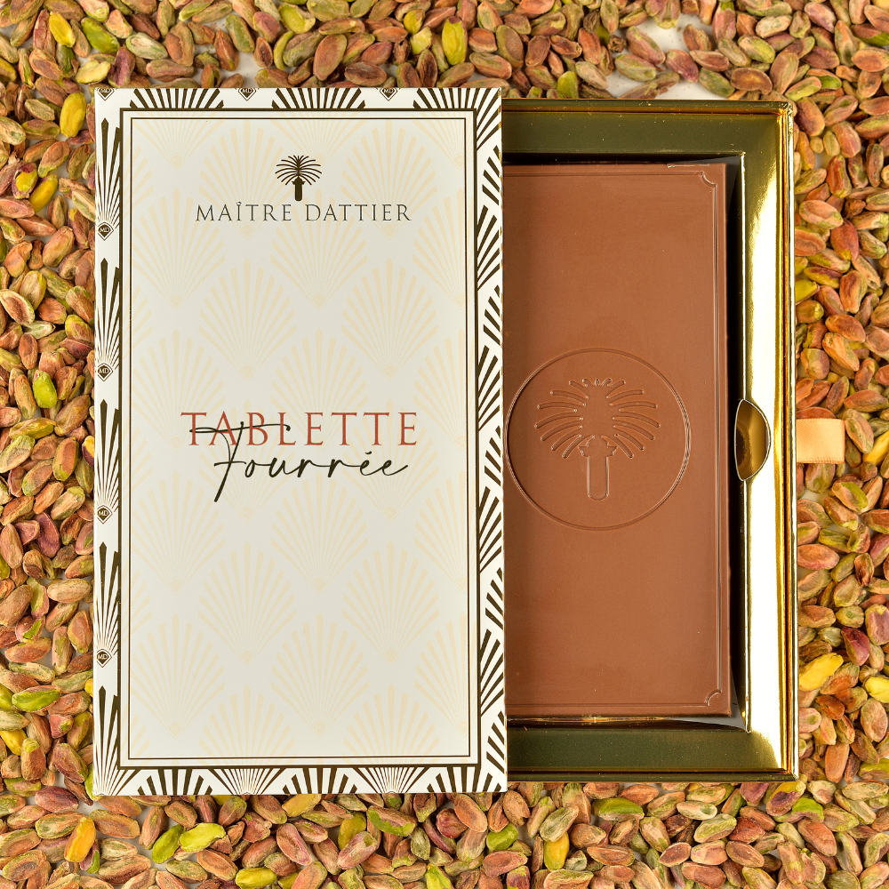 TABLETTE FOURRÉE CHOCOLAT AU LAIT PISTACHE